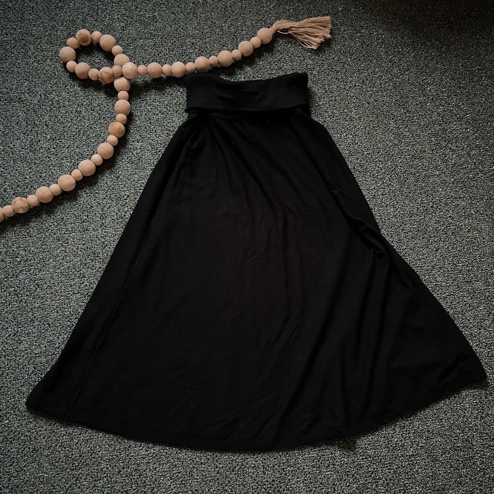 Modest Black Fold-Over Full Circle Midi A-line Thick Heavy Sweater Winter Skirt